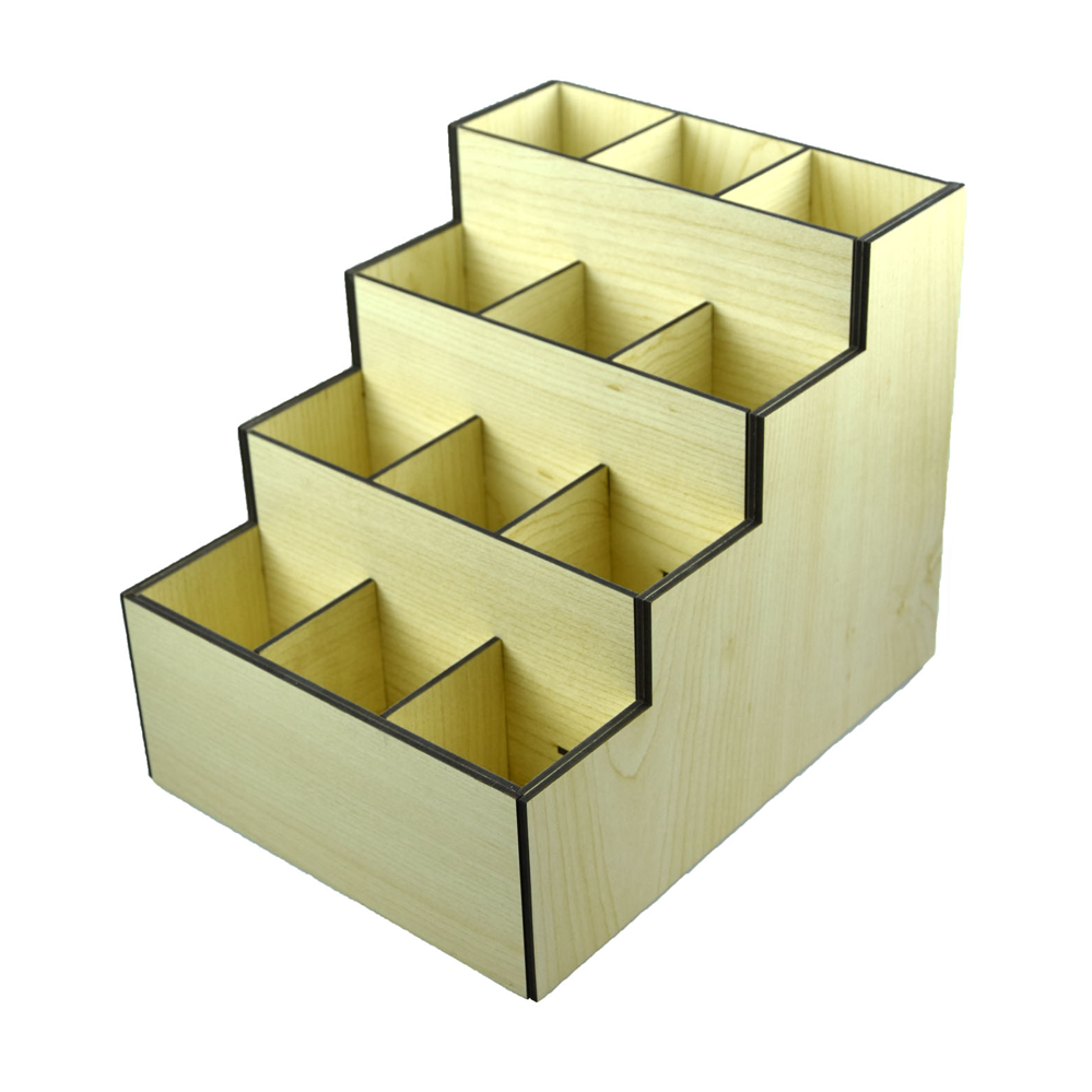 12 Bölümlü Ahşap Boş Stant - Kalem Standı