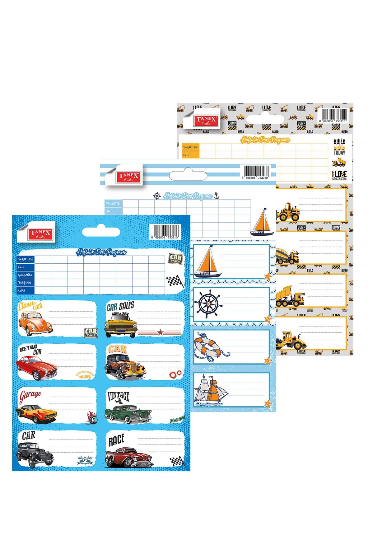 Tanex Erkek Model Okul Etiketi 3 lü blister