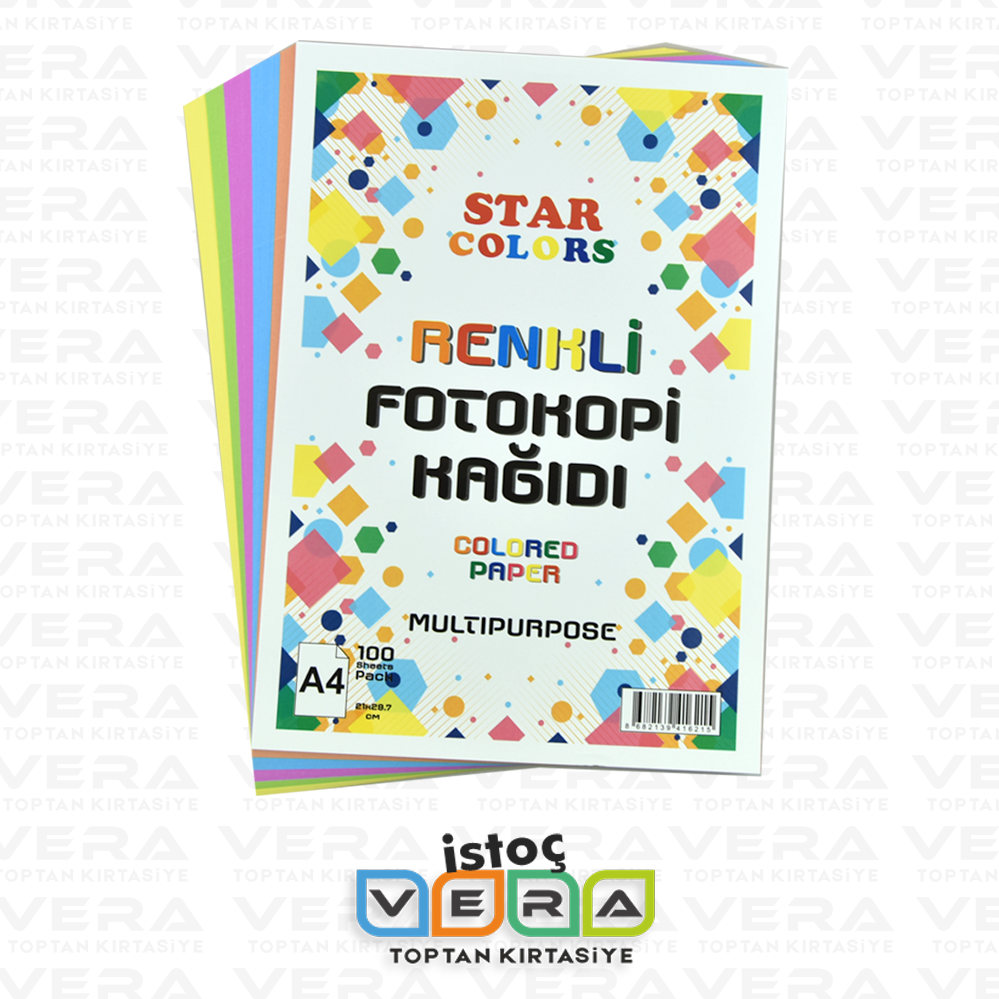 5 Renk 100'Lü A4 Fotokopi Kağıdı