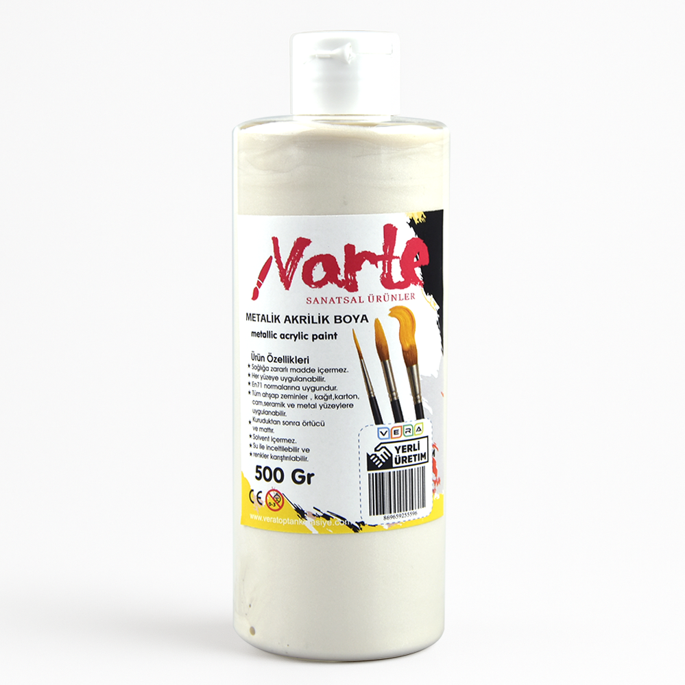 vArte 500 Ml Metalik Beyaz Akrilik Boya