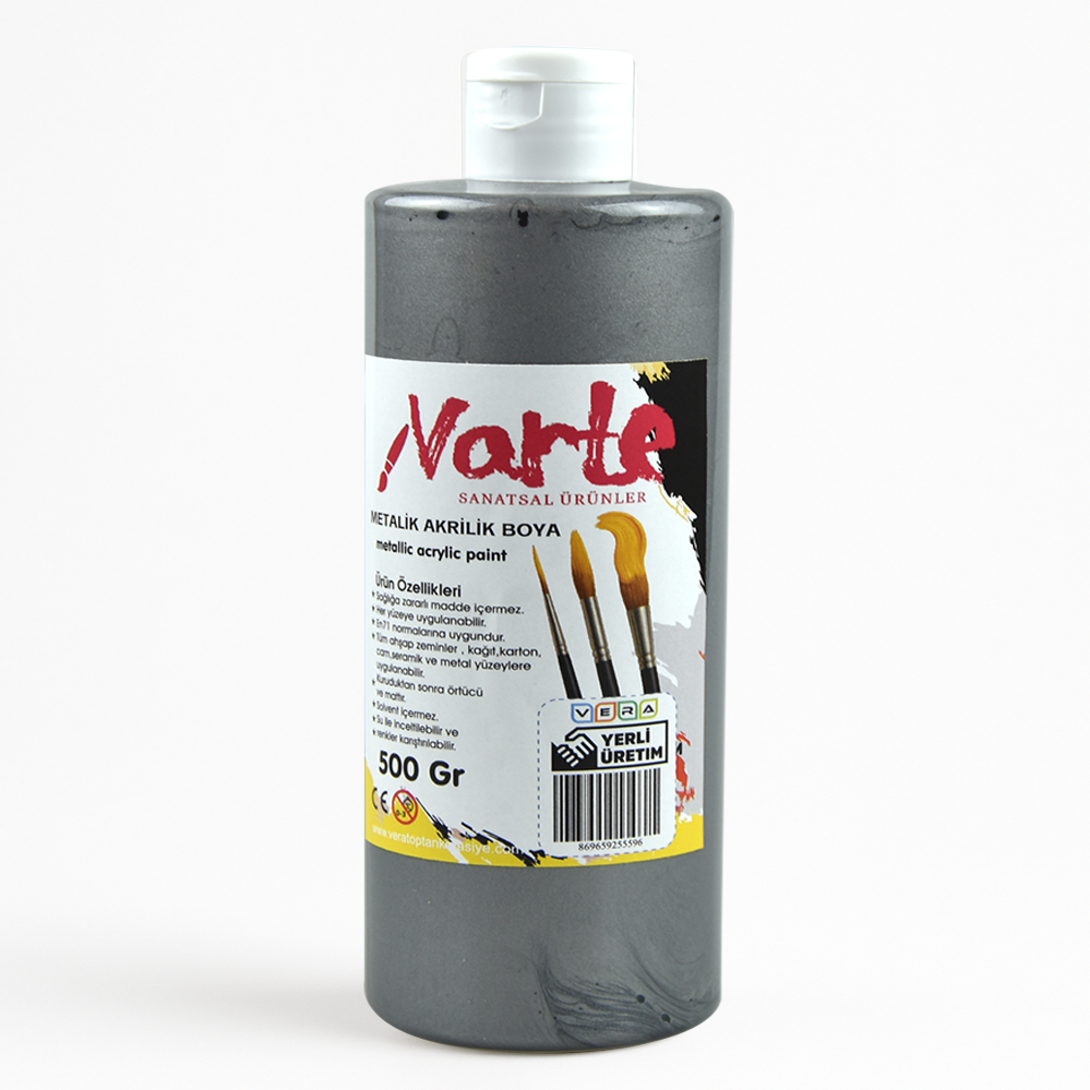 vArte 500 Ml Metalik Gümüş Akrilik Boya