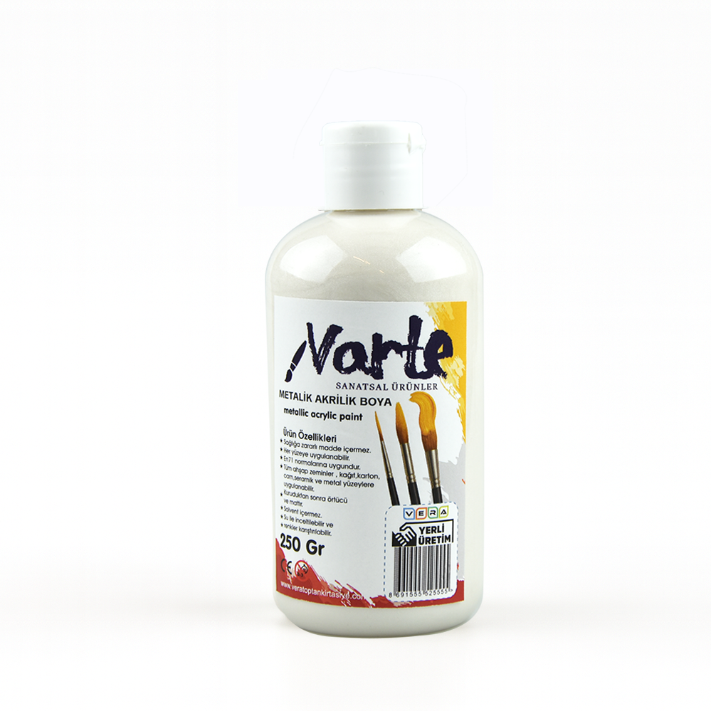 vArte 250 Ml Metalik BEYAZ Akrilik Boya