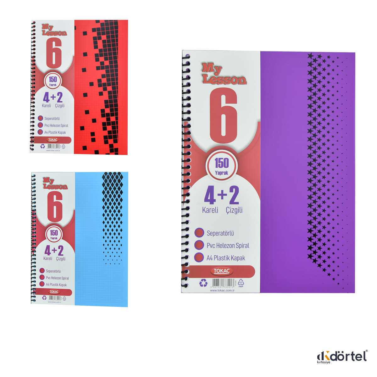 4+2 150 Yaprak Pp Kapak Bölümlü Ayraçlı Defter