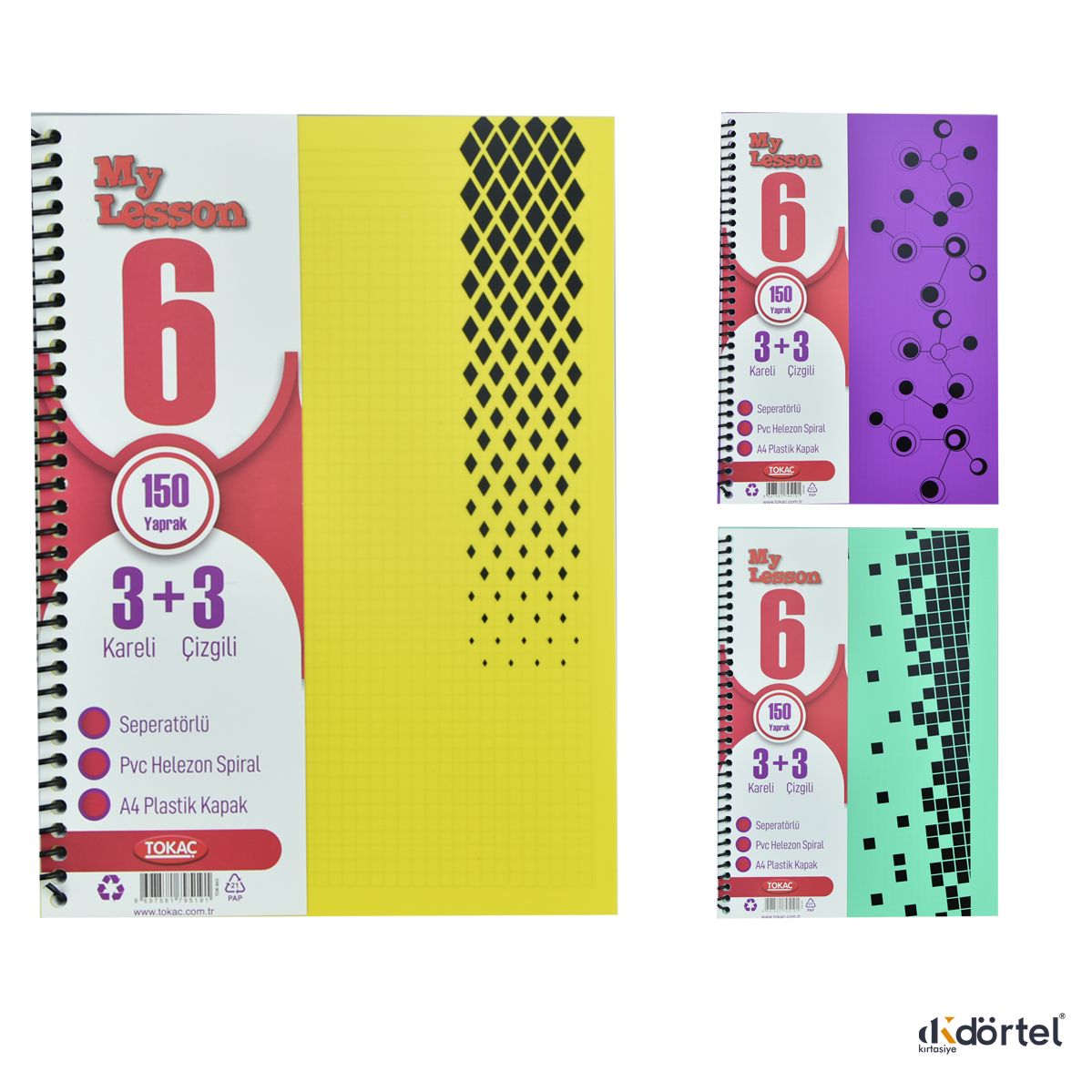 3+3 150 Yaprak Pp Kapak Bölümlü Ayraçlı Defter