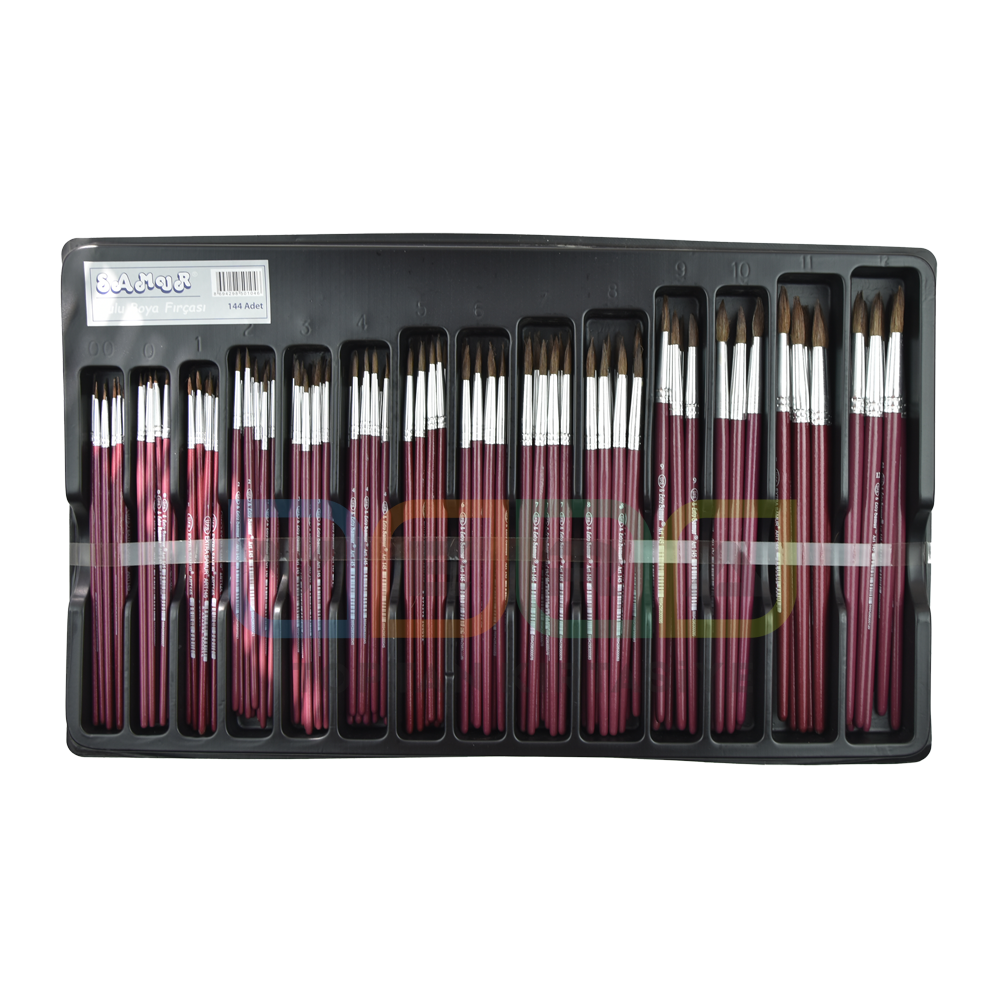 Samur 144'lü Sulu Boya Fırça Seti 00'dan 12'ye