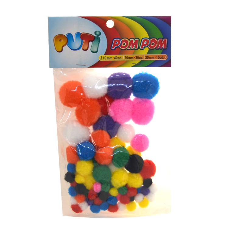 PUTİ PONPON KARIŞIK (10MM-20MM-30MM) 12 li