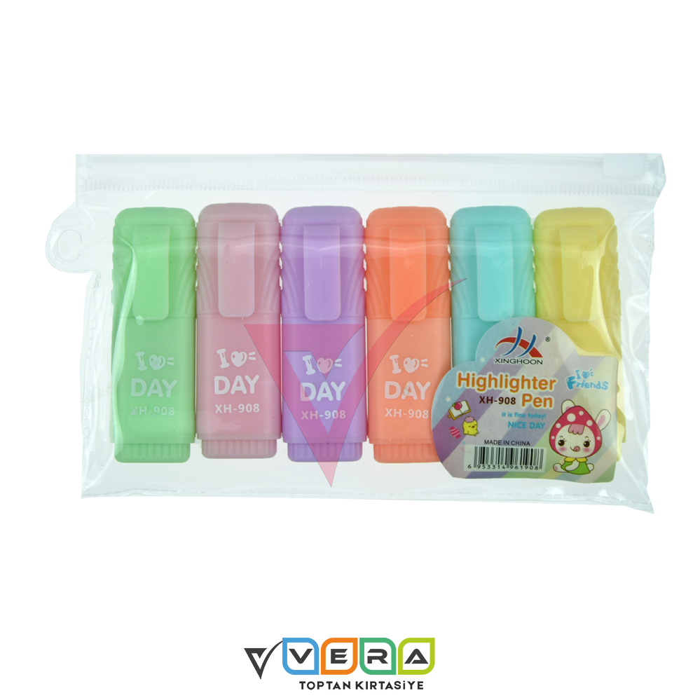 Vr 6 Renk Mini Fosforlu Kalem Seti