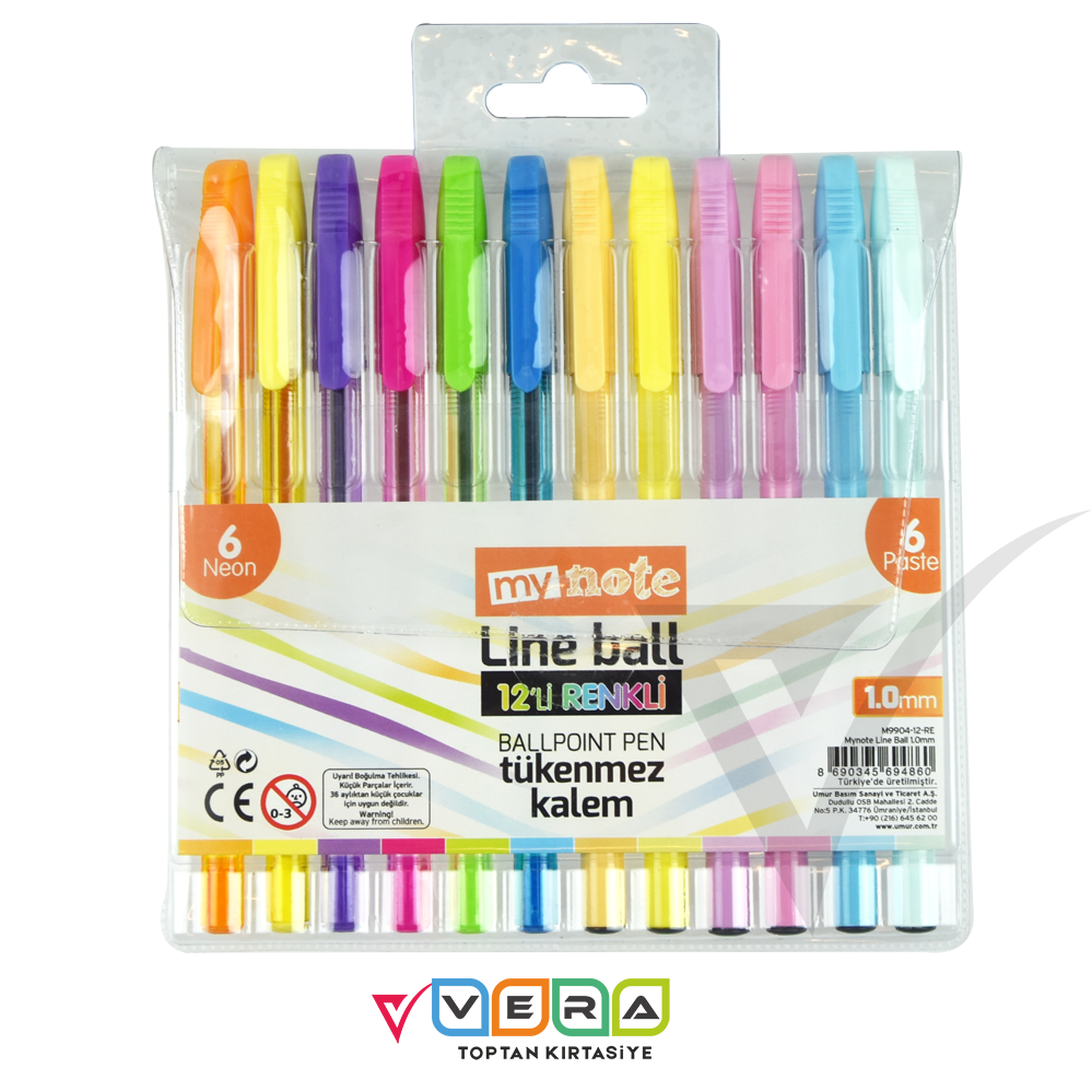 Mynote 12 Renk Tükenmez Kalem