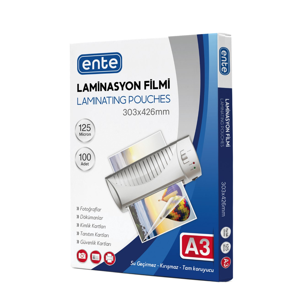 ENTE 125 Micron A3 Laminasyon Filmi 100 lü