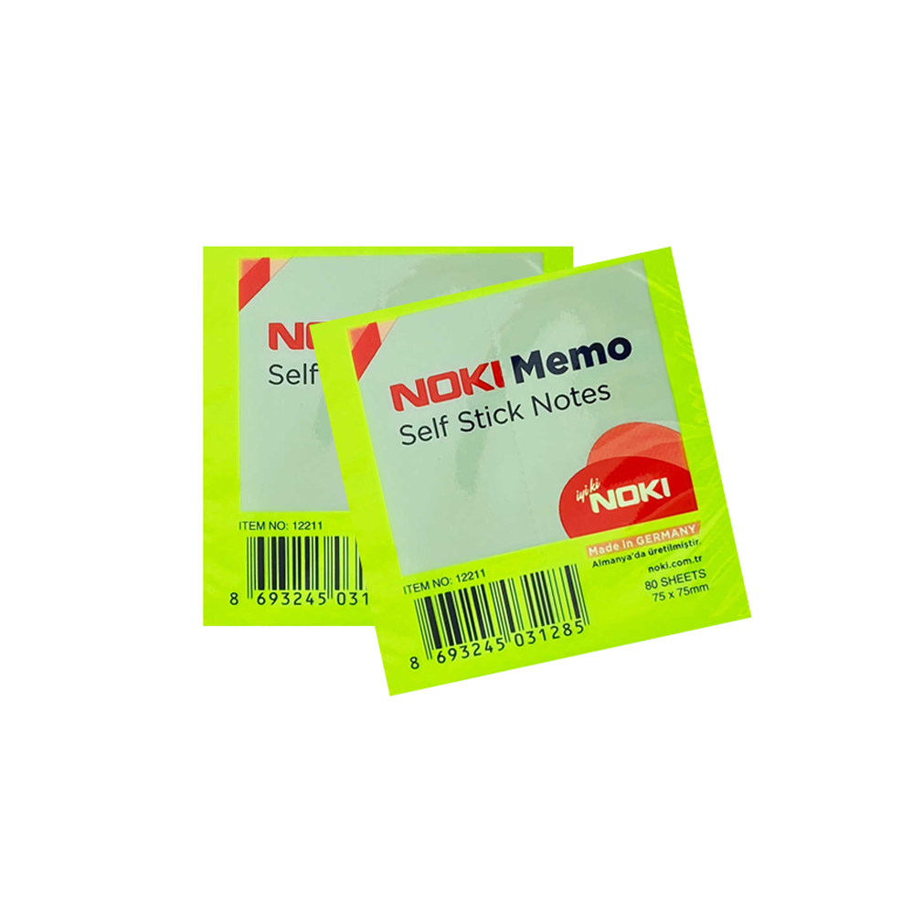 Noki 80 yaprak 75x75 Yeşil Yapışkanlı Not Kağıtları