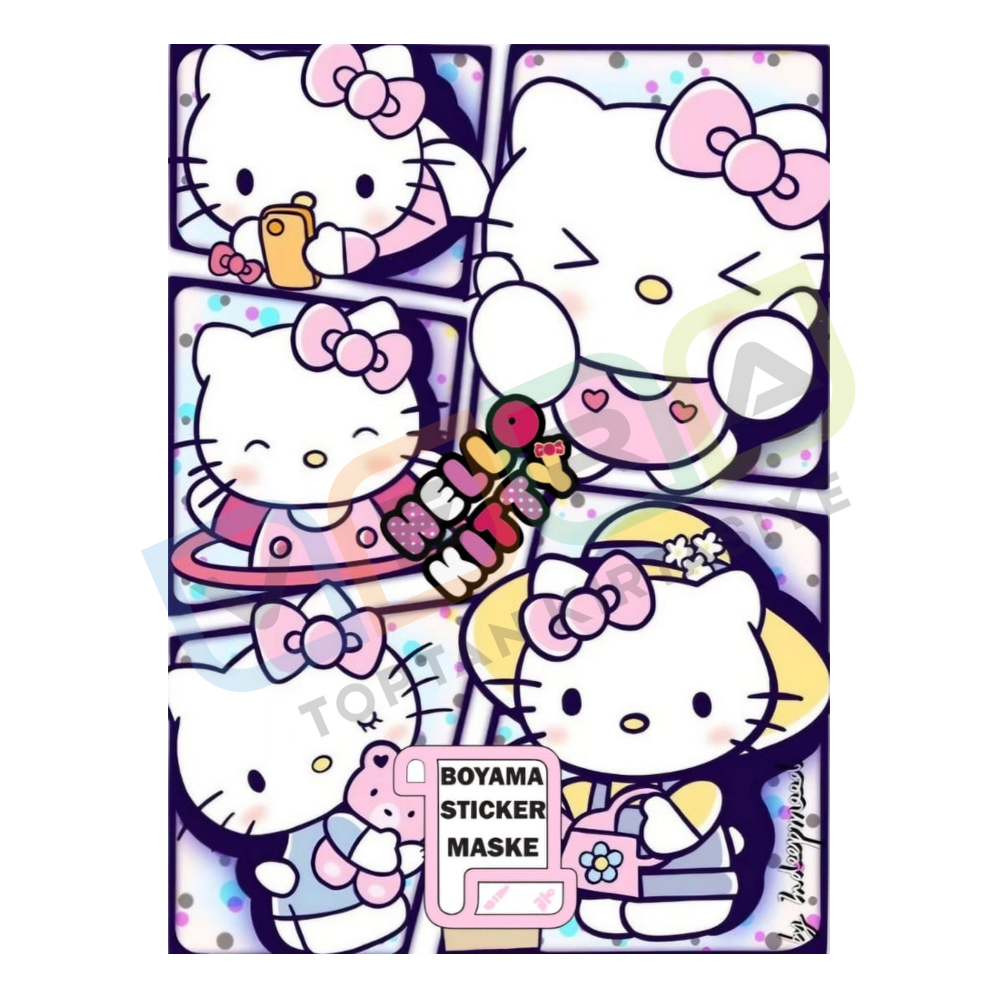 Hello Kitty Stickerlı , Maske Çıkartmalı Boyama Kitabı