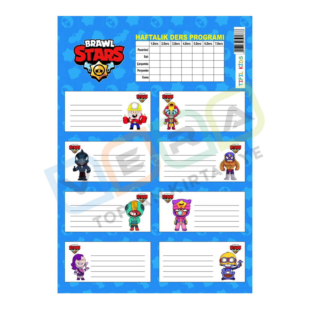 Brawl Star Ders Programlı 3'lü Blister Okul Etiketi