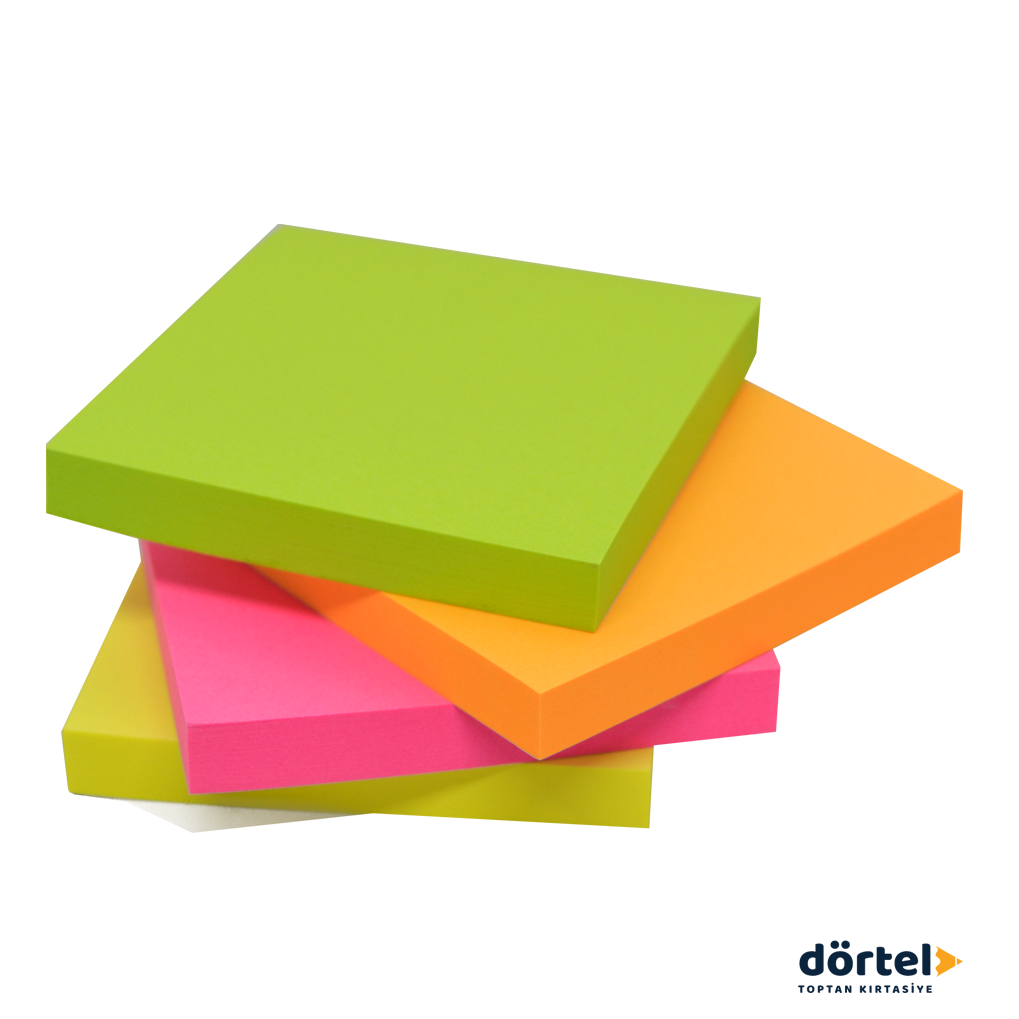 75x75 Yapışkanlı Not Kağıtları 4 Renk 12 li paket