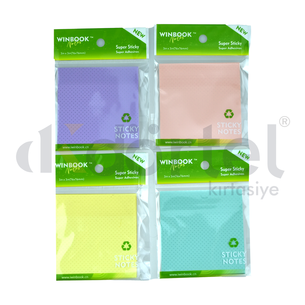 75x75 Renkli Yapışkanlı Şeffaf Not Kağıdı postit