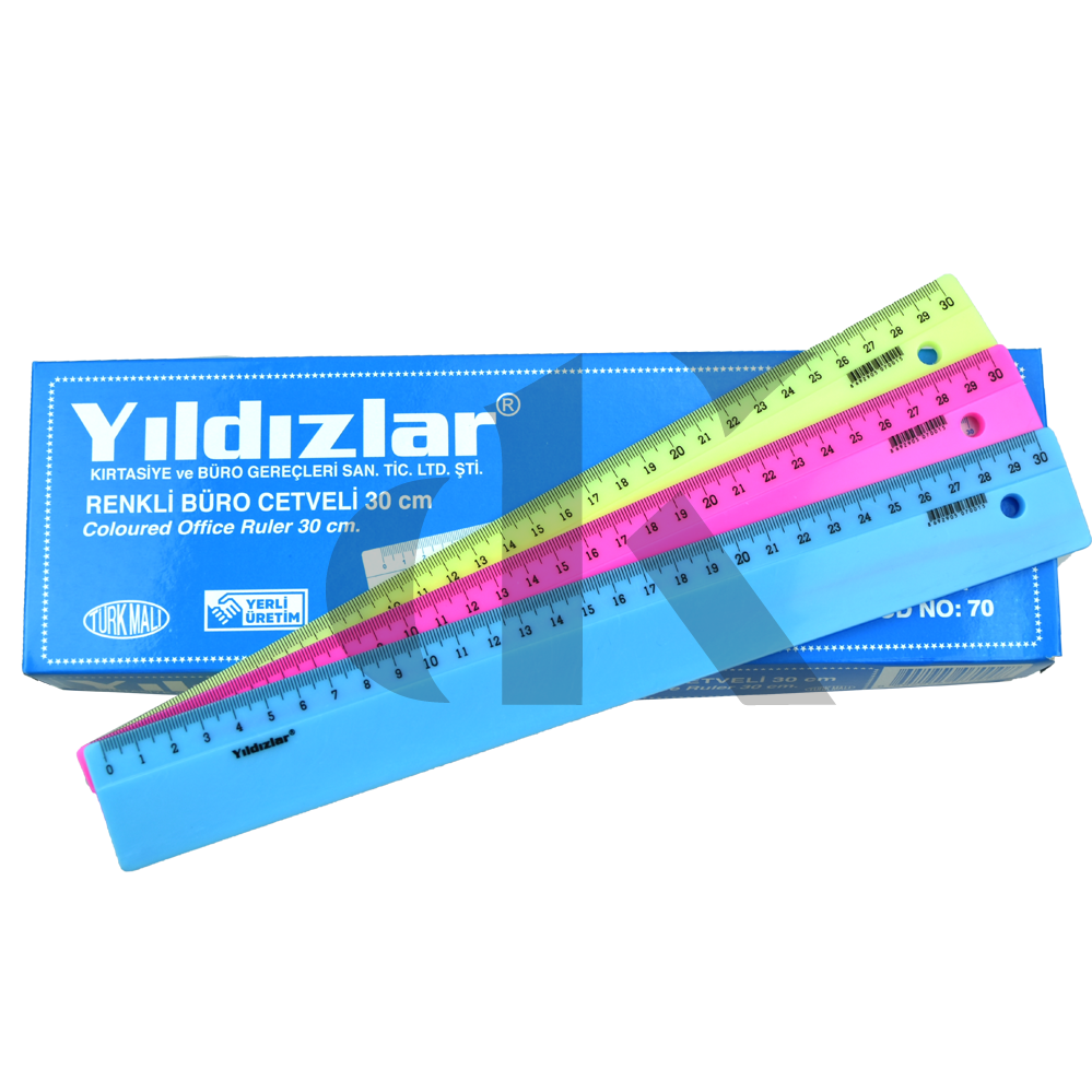 YILDIZLAR RENKLİ BÜRO CETVELİ 30 CM