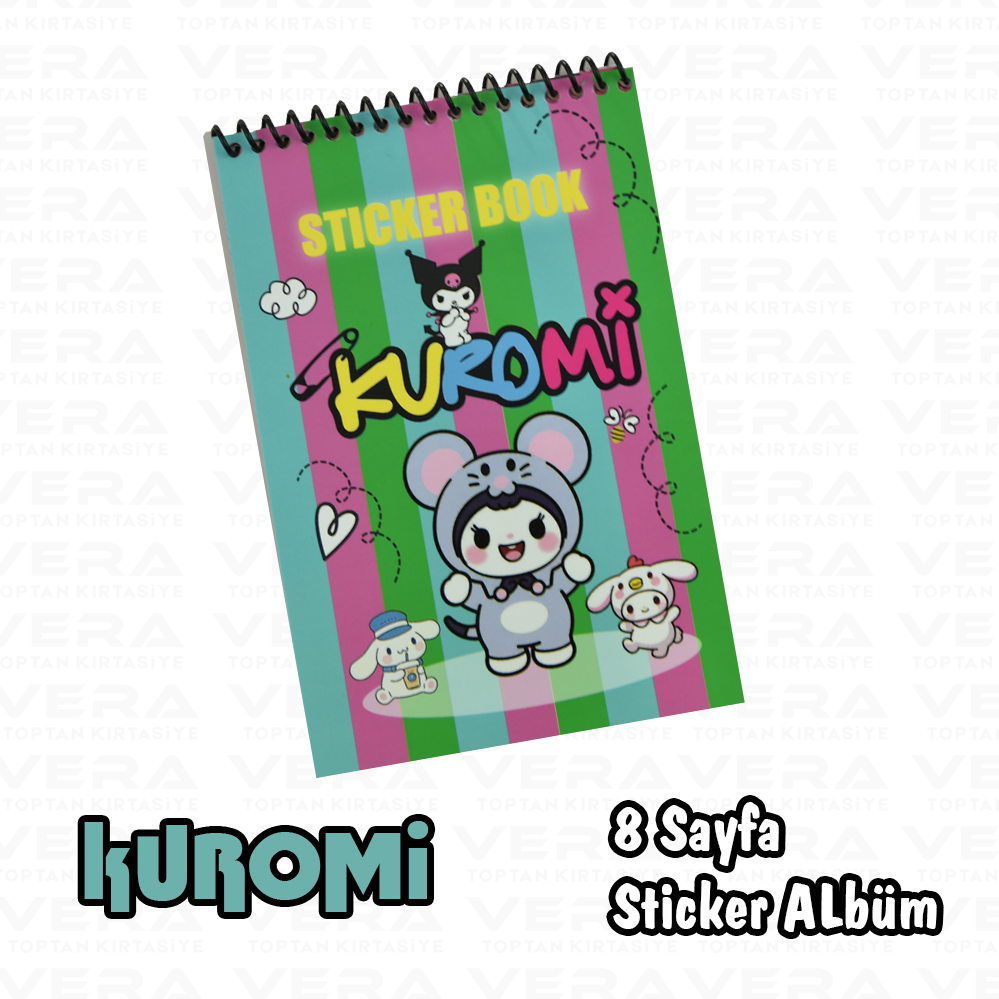 Kuromi A6 Ebatında Spiralli 8 Sayfa Sticker Albüm