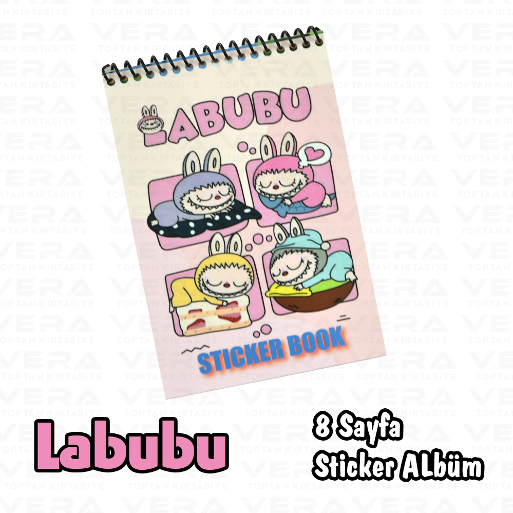 Labubu A6 Ebatında Spiralli 8 Sayfa Sticker Albüm