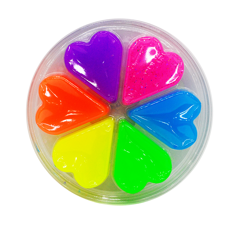 6 Renk Kalp Kutulu Hazır Slime