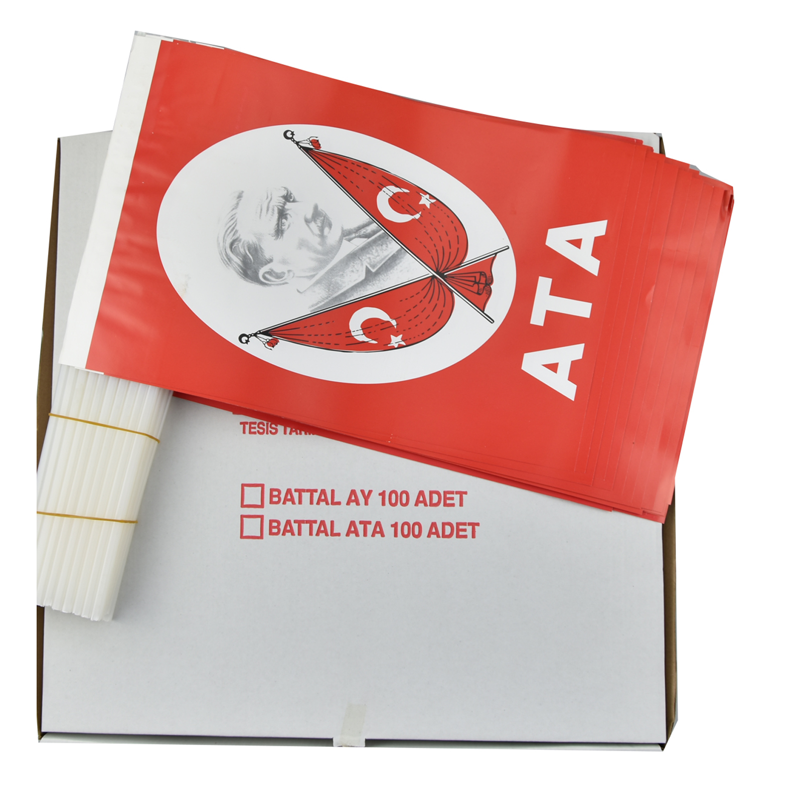 Kuşe Kağıt Atalı Battal Boy 100 lü Çıtalı Bayrak