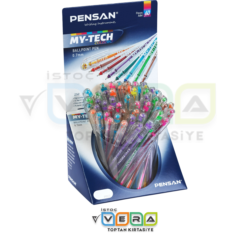 PENSAN 0,7 MM MY-TECH TÜKENMEZ KALEM 8 RENK 60 LI