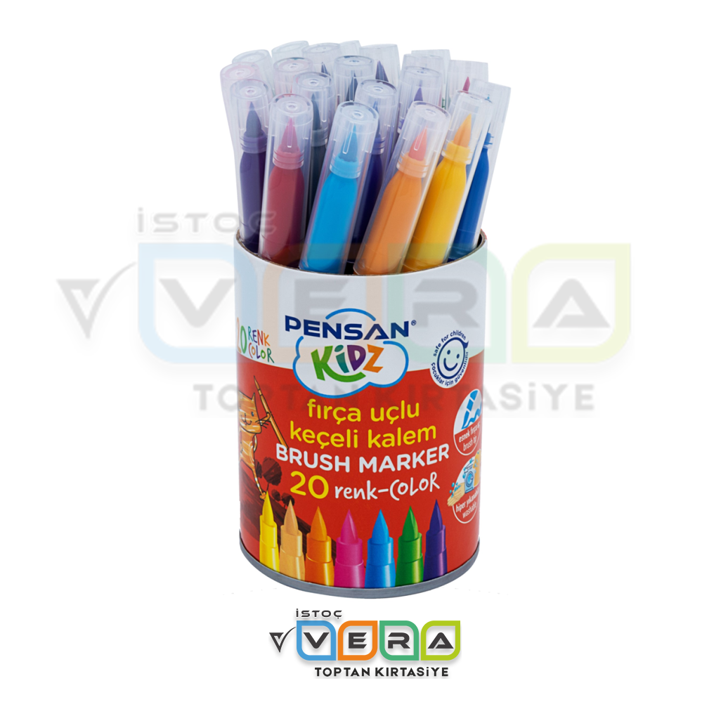 Pensan 20 RENK FIRÇA UÇLU KEÇELİ KALEM SETİ