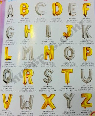 folyo balon harf cesitleri renkli