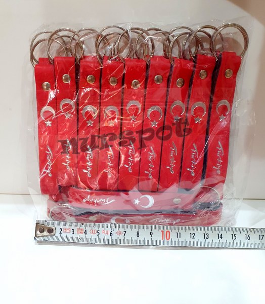 deri anahtarlık ay yıldız model