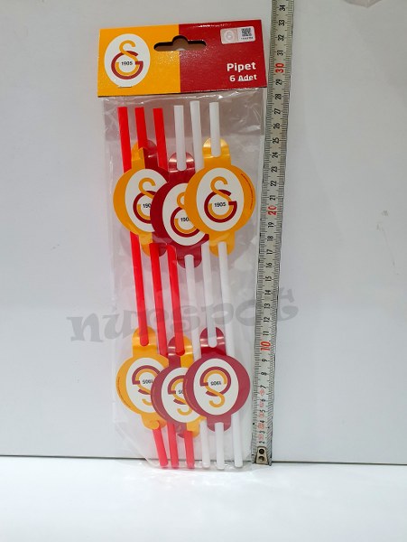 doğum günü parti malzemeleri pipet 6 lı set orjinal lisanslı galatasarlı