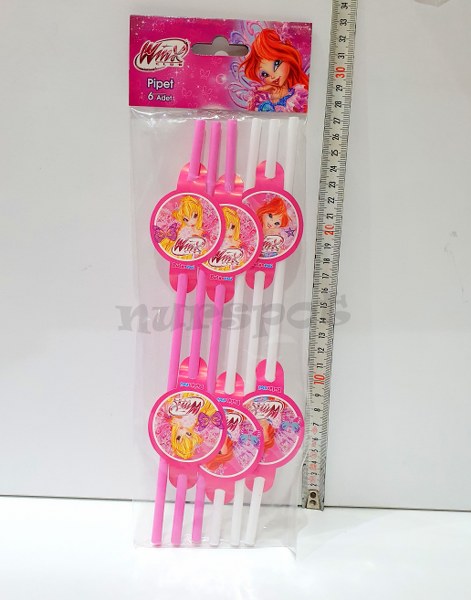 parti doğum günü malzemeleri pipet 6 lı set orjinal lisanslı winks