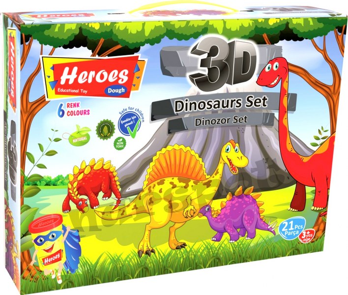 oyun hamuru kalıplı 3D dinazor seti 21 parça 568
