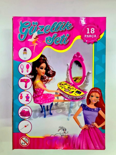 oyuncak kutulu bebekli güzellik seti büyük 1562