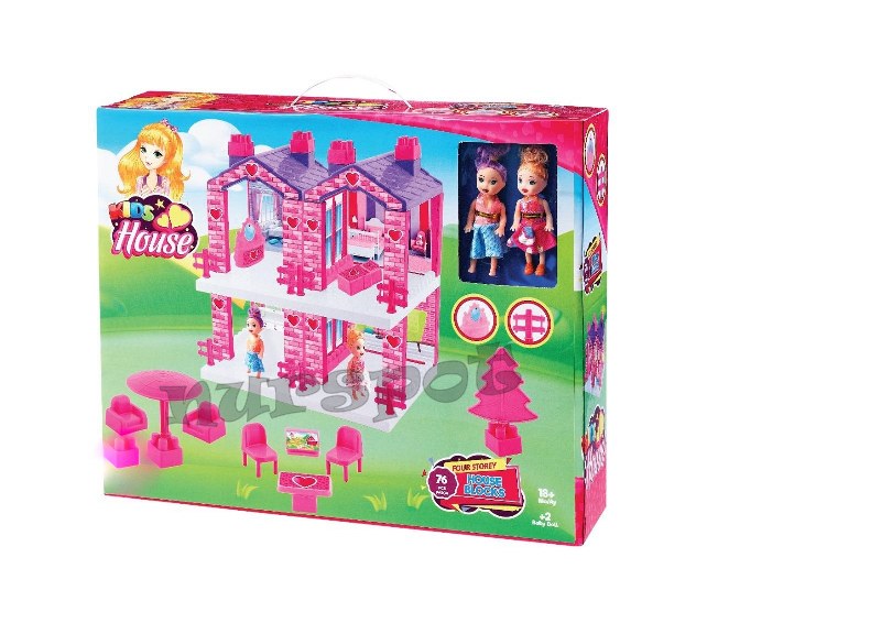 oyuncak dört katlı bebekli ev seti 243 2435