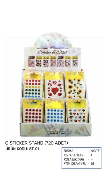 sticker stantlı 720 adet ST01