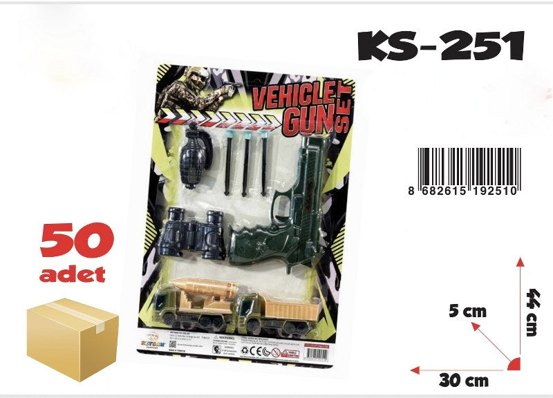 oyuncak asker seti tabancalı araçlı 251