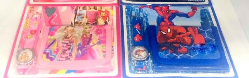 oyuncak saatli cüzdan seti