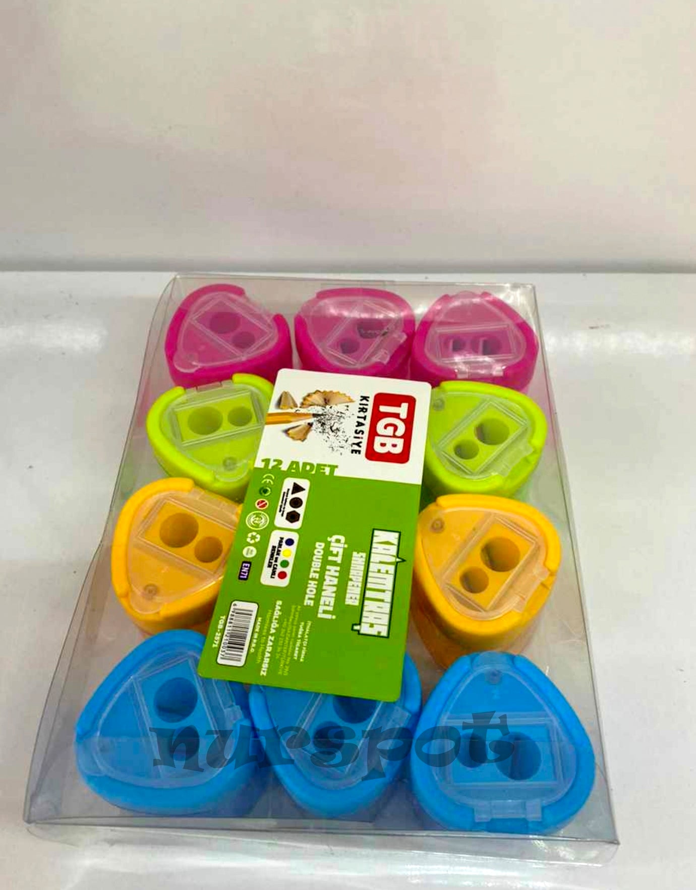 kalemtraş çift hazneli depolu kalp model 12 li paket