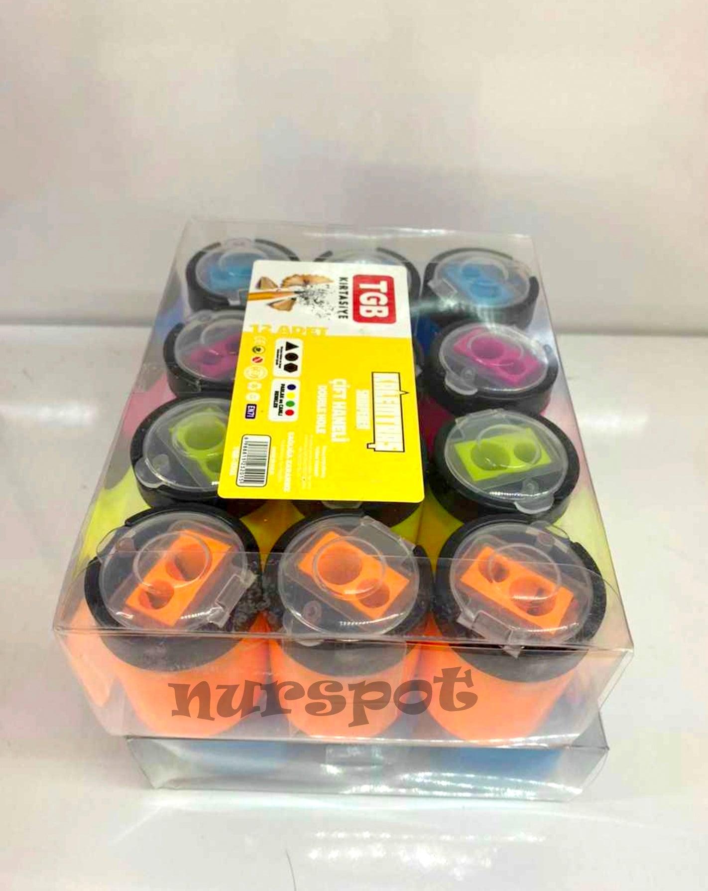 kırtasiye kalemtraş çöp hazneli çift giriş tüp model