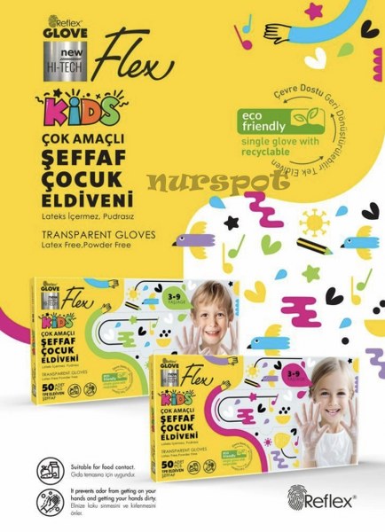 çok amaçlı eldiven şeffaf çocuk model 50 li