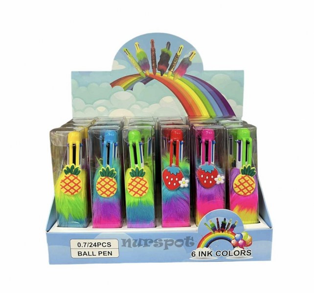 kırtasiye renkli kalem maskot otomatik 6 renk meyveler