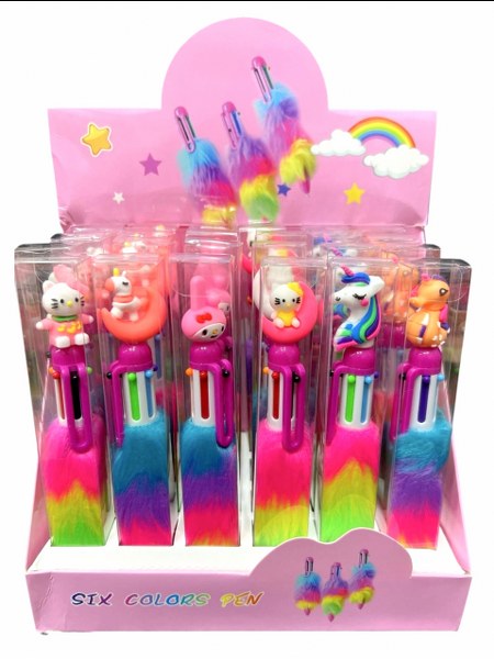 otomatik tükenmez kalem tüylü maskot 10 renk