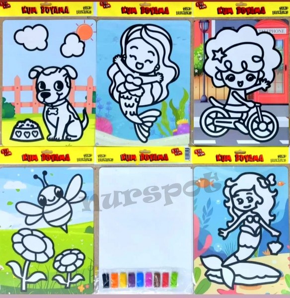 kum boyama renkli kartlar