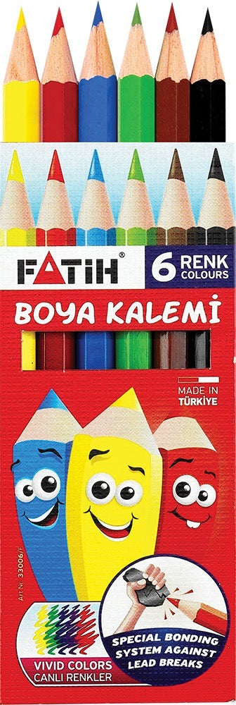 FATİH 33006 KURUBOYA KALEMİ 6 RENK KISA 48Lİ*20