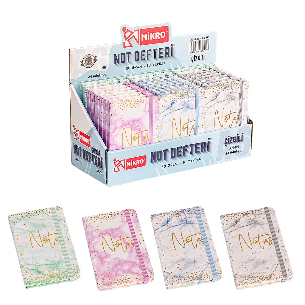 MİKRO A6-05 STANDLI ÇİZGİLİ NOT DEFTERİ 24 'LÜ