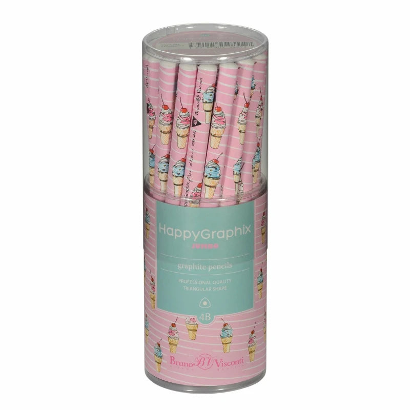 HAPPY GRAPHİX 21-0062-03 JUMBO KURŞUN KALEM 4B 3,5MM DONDURMA 30LU