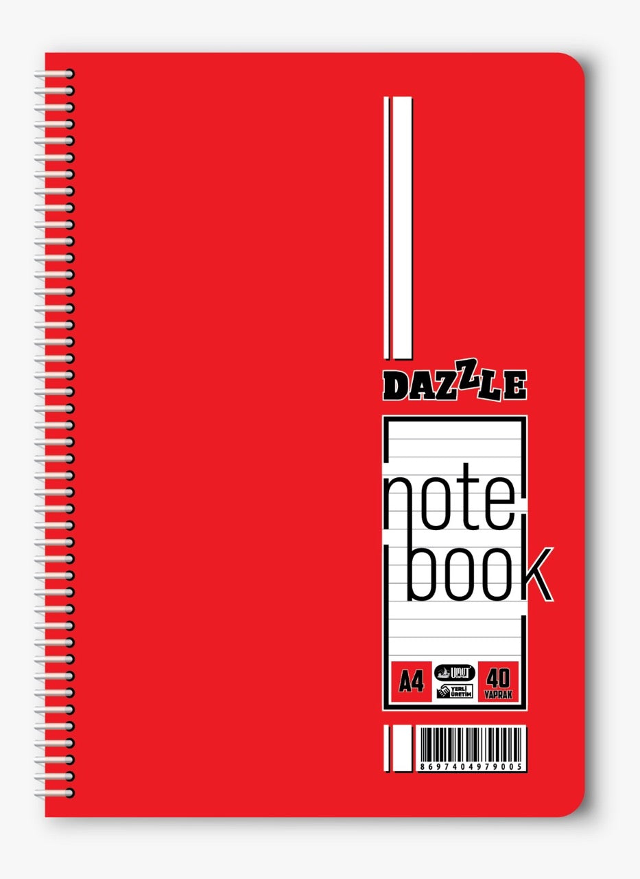 A-4 SPİRALLİ PP KAPAK DEFTER 40 YP ÇİZGİLİ *8
