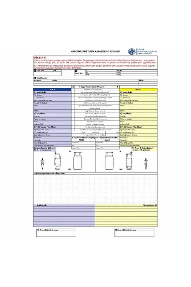 PASTEL KAZA TESPİT TUTANAĞI 25'Lİ*75**************
