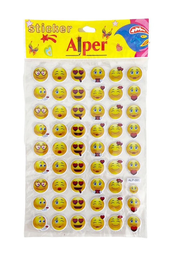 ALPER ALP091 MUTLU EMOJİ BÜYÜK STİCKER 12'Lİ
