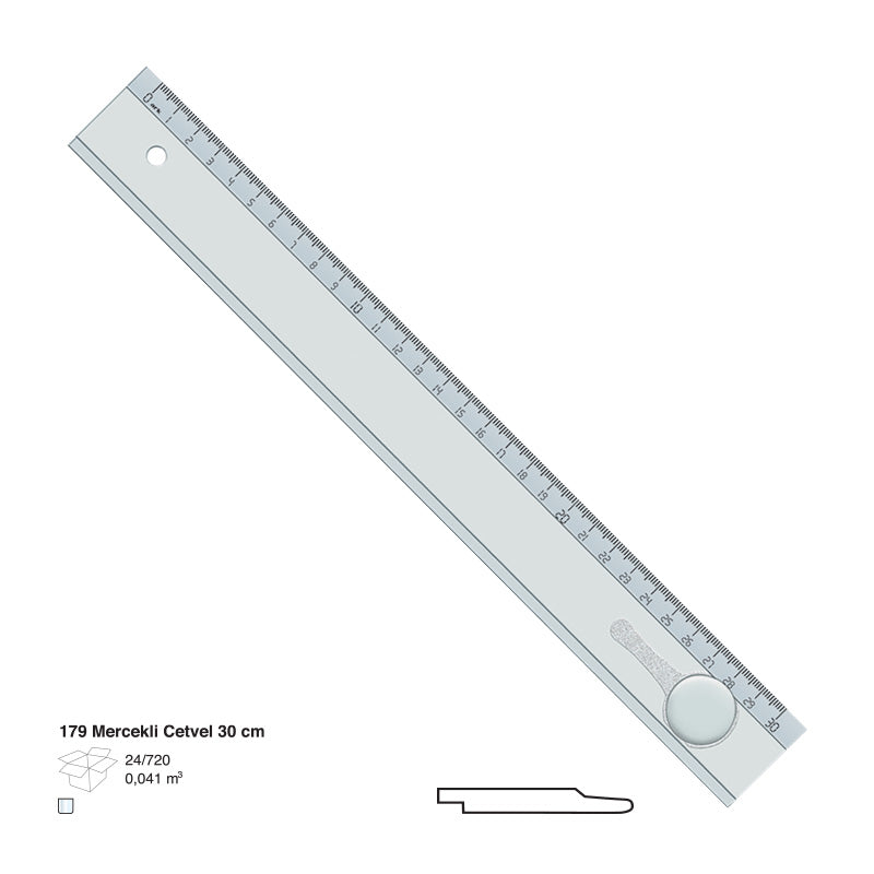 ARK 179 MERCEKLİ CETVEL 30CM 24'LÜ *28
