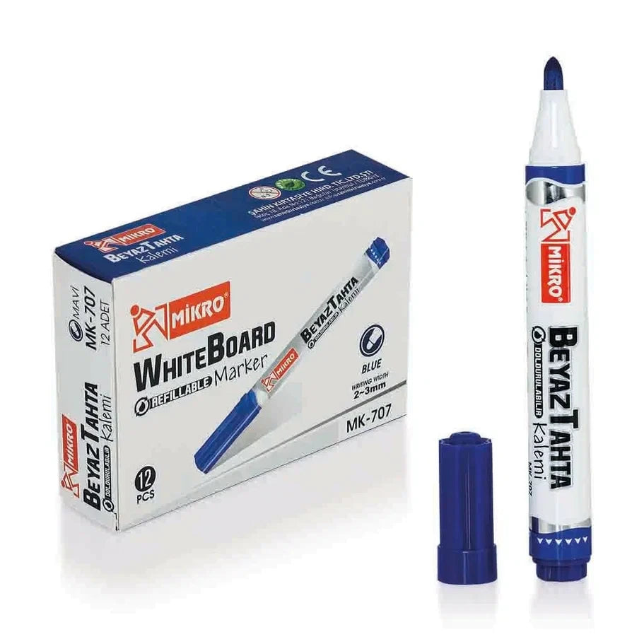 MİKRO MK-707 MAVİ DOLDURULABİLİR TAHTA KALEMİ 12'Lİ *96
