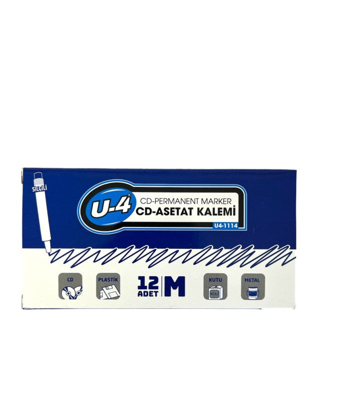 U-41114 ASETAT KALEMİ SİLGİLİ 12'Lİ MAVİ*80